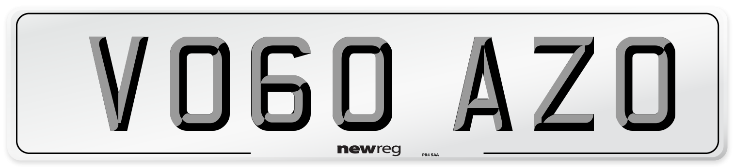 VO60 AZO Number Plate from New Reg